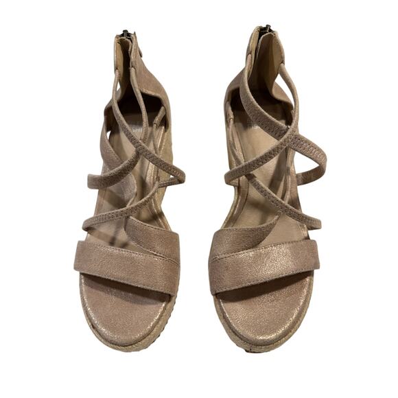 Eileen Fisher Wanda Metallic Suede Espadrille in Light Gold Size 6.5 - Picture 4 of 11